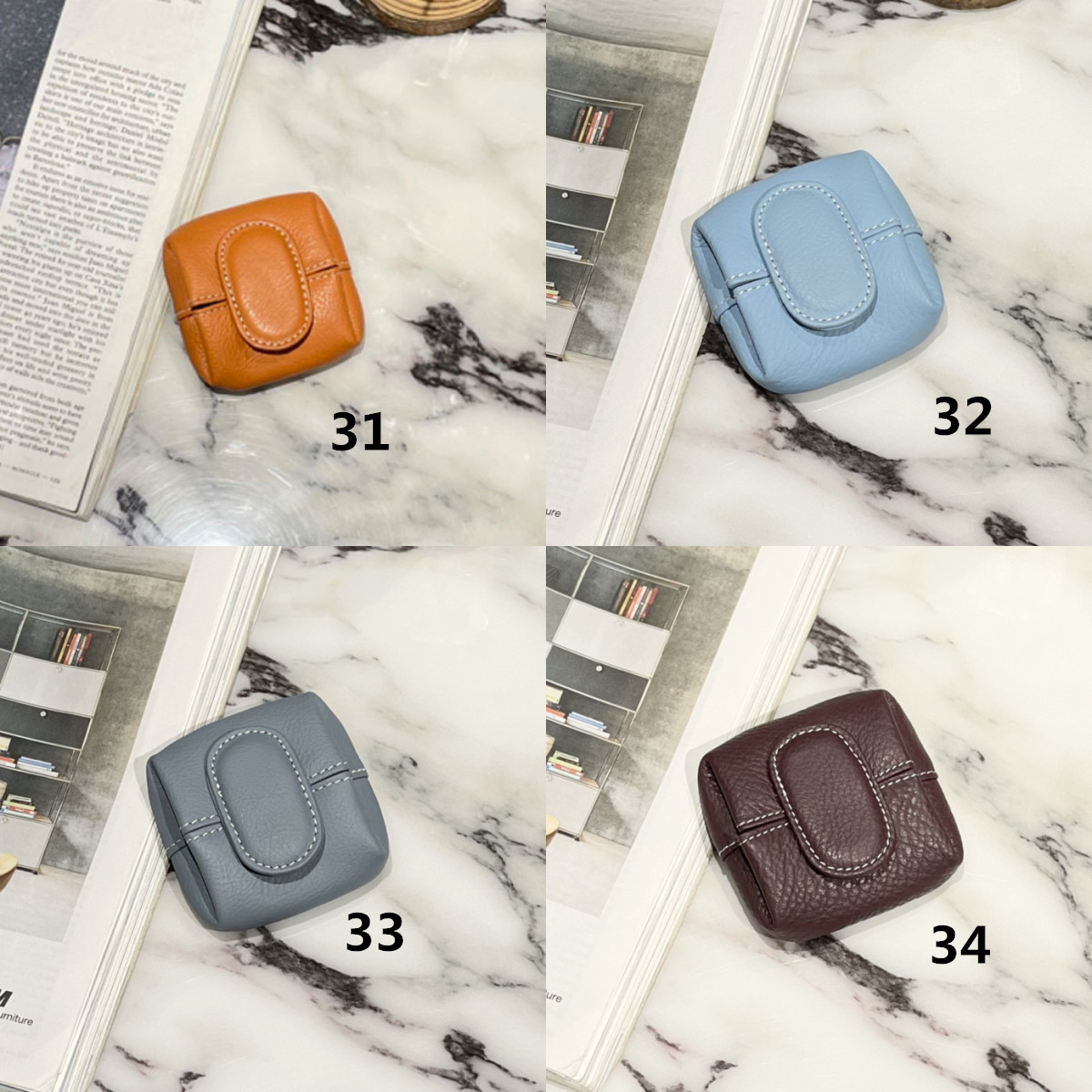 レディース薄型コインケース 手のひらサイズ二つ折り小銭入れ