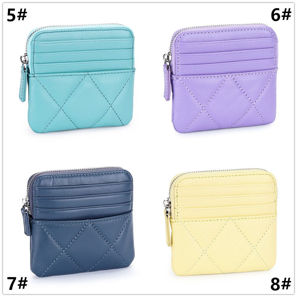 レディース本革コインケース全8色キルティング柄ファスナー付き小銭入れ