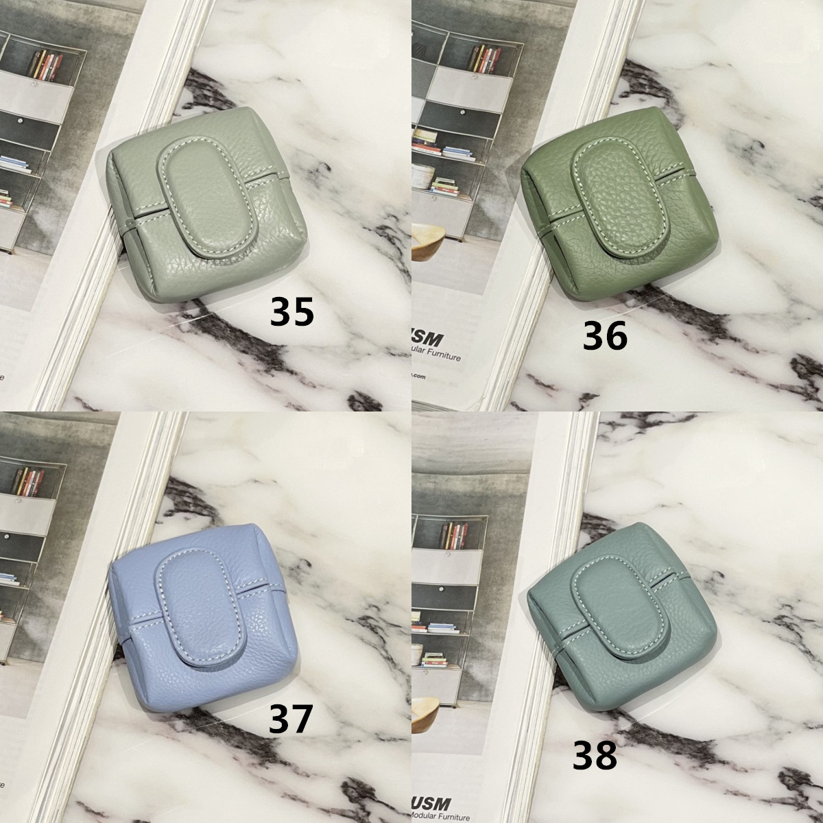 レディース薄型コインケース 手のひらサイズ二つ折り小銭入れ