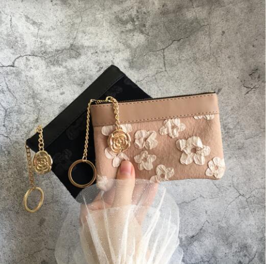 コインケース 花柄刺繍 カード収納 小銭入れ 可愛い財布 贈り物