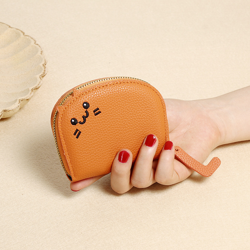 コインケースカードスマイル刺繍入り多機能蛇腹式コインケース