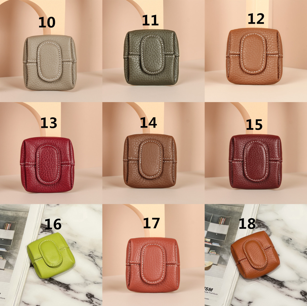 レディース薄型コインケース 手のひらサイズ二つ折り小銭入れ