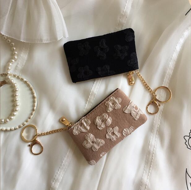 コインケース 花柄刺繍 カード収納 小銭入れ 可愛い財布 贈り物