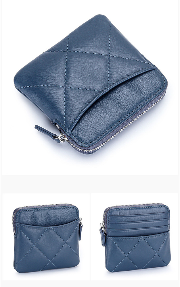 レディース本革コインケース全8色キルティング柄ファスナー付き小銭入れ