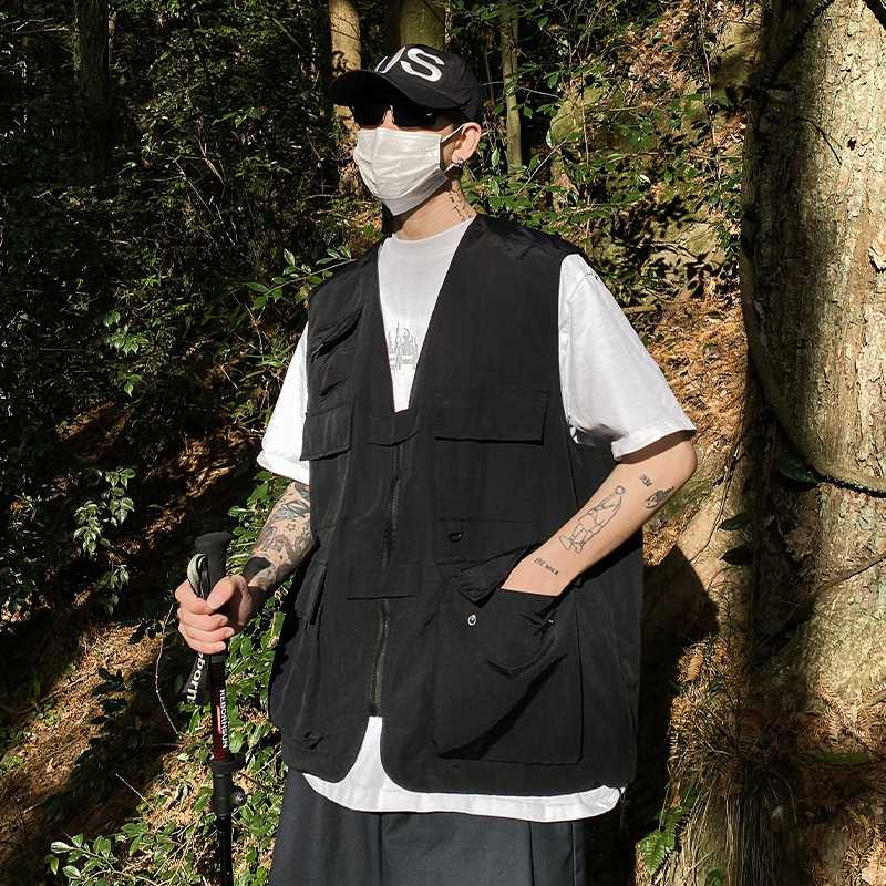 ノーカラージャケット マルチポケット機能性ベスト