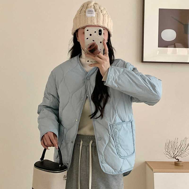 キルティング中綿ノーカラージャケット