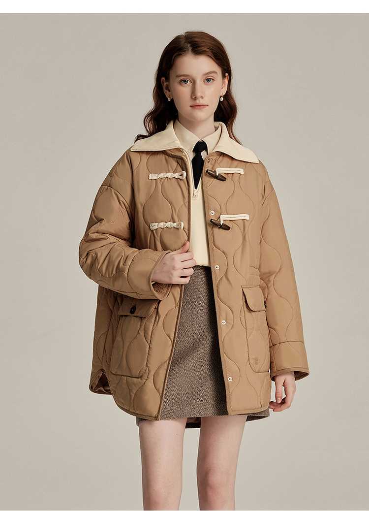 ノーカラージャケット キルティング仕立てノーカラー中綿ジャケット