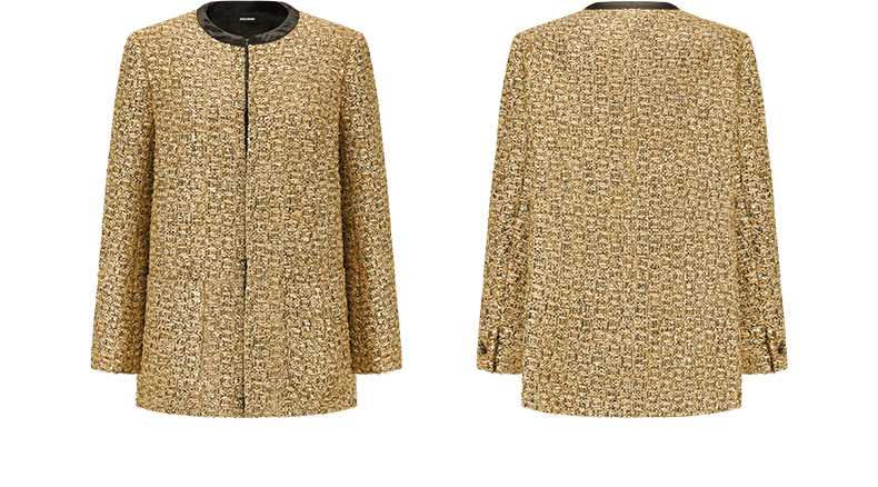 ツイード風クラシックノーカラージャケット