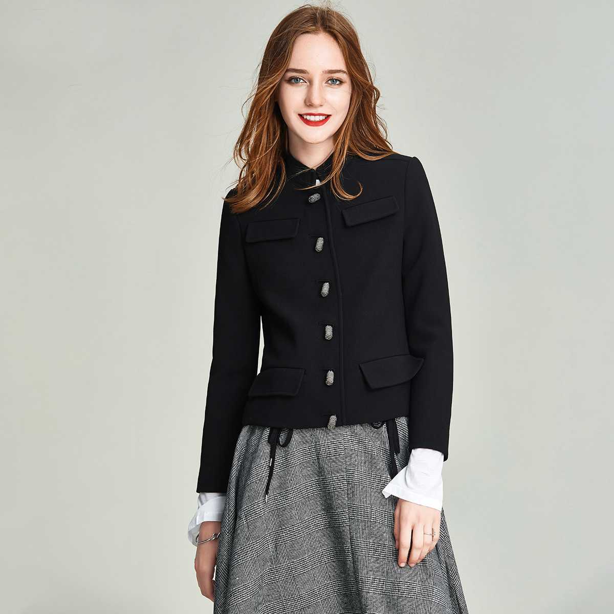 ノーカラージャケット クラシック ノーカラー ミリタリージャケット