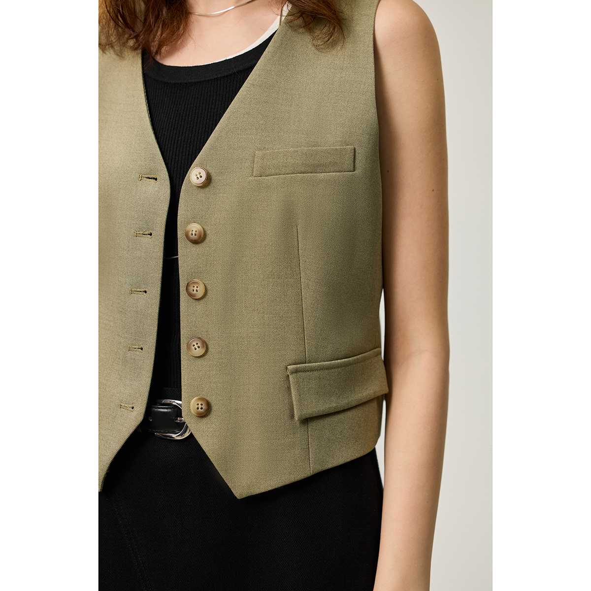 ノーカラージャケット すっきり着こなし ノーカラーベスト