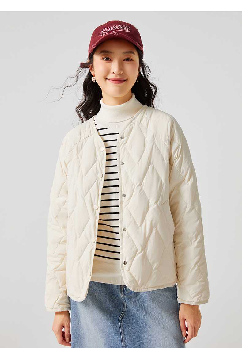 ふんわり軽量キルティングノーカラージャケット