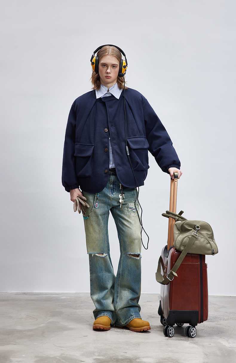 ノーカラージャケット キルティング