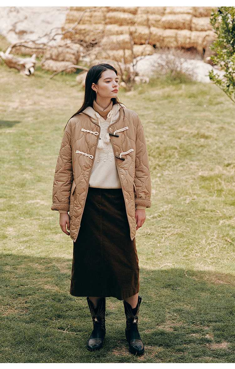 ノーカラージャケット 上質トグルキルティングジャケット