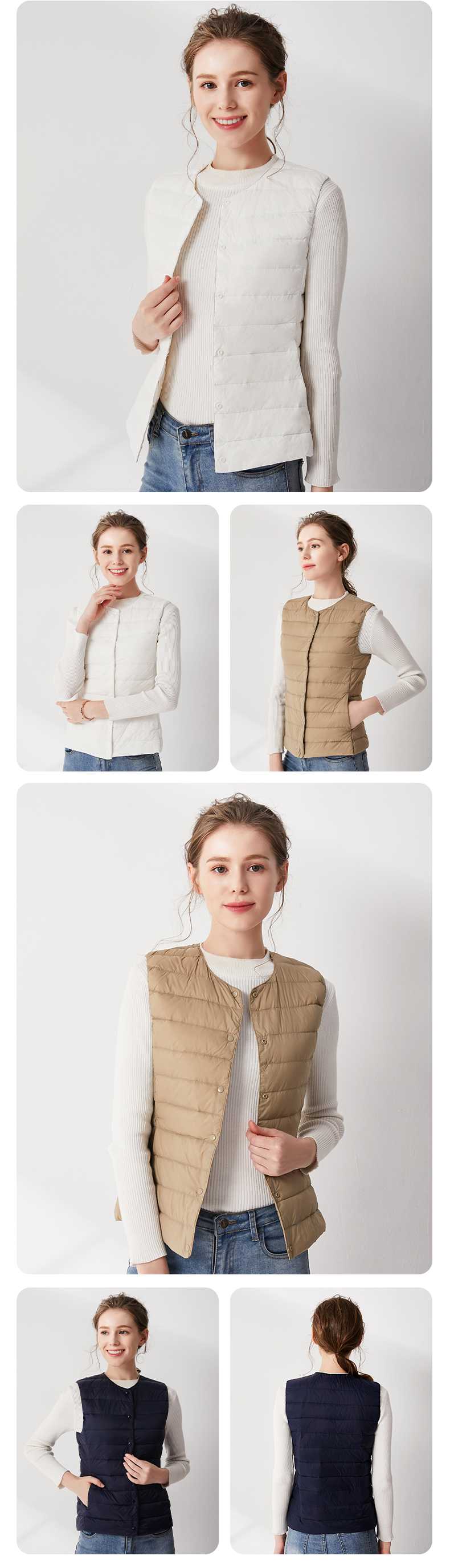 ノーカラージャケット 軽量ぷっくりキルティングベスト