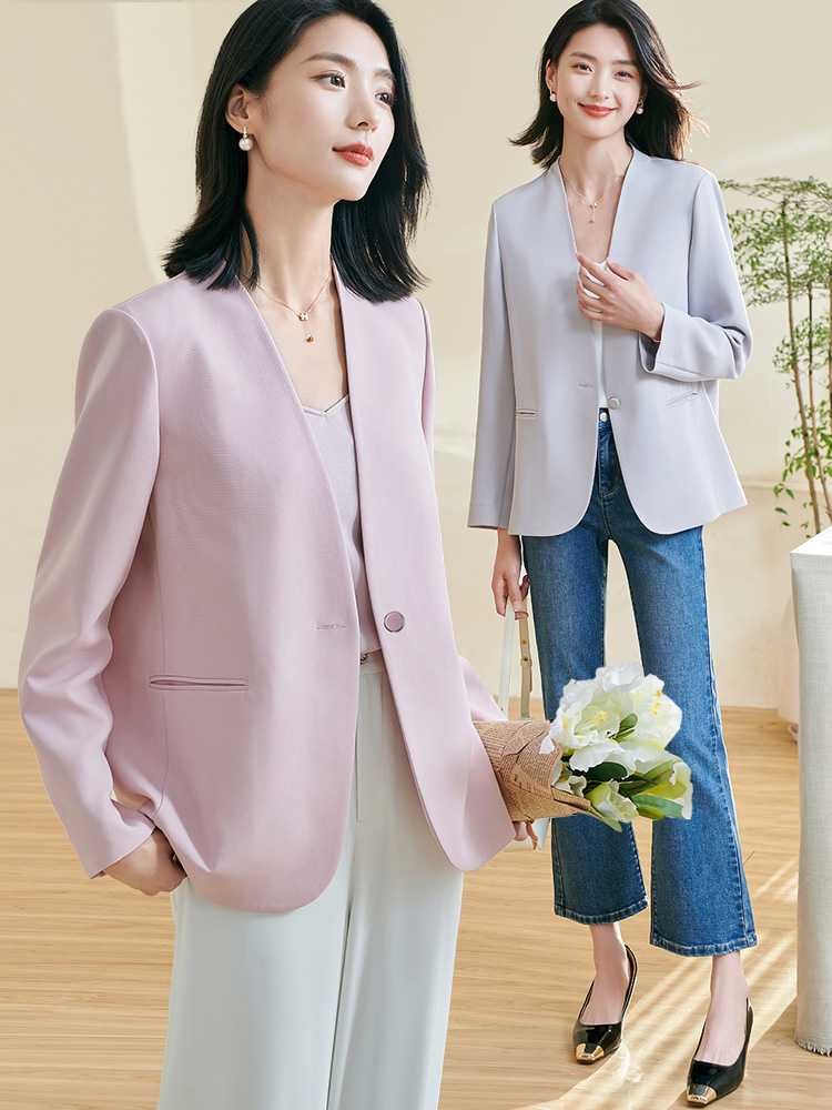 上質シルエット ノーカラージャケット