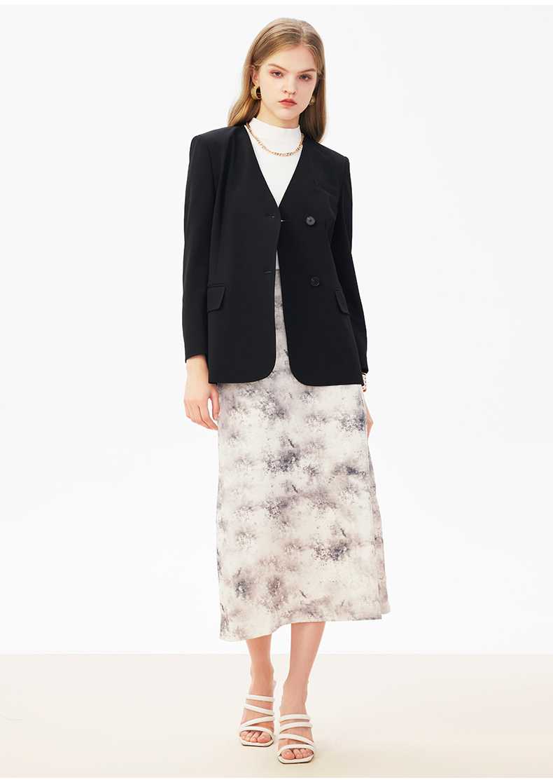 ノーカラージャケット 洗練シルエット テーラードジャケット