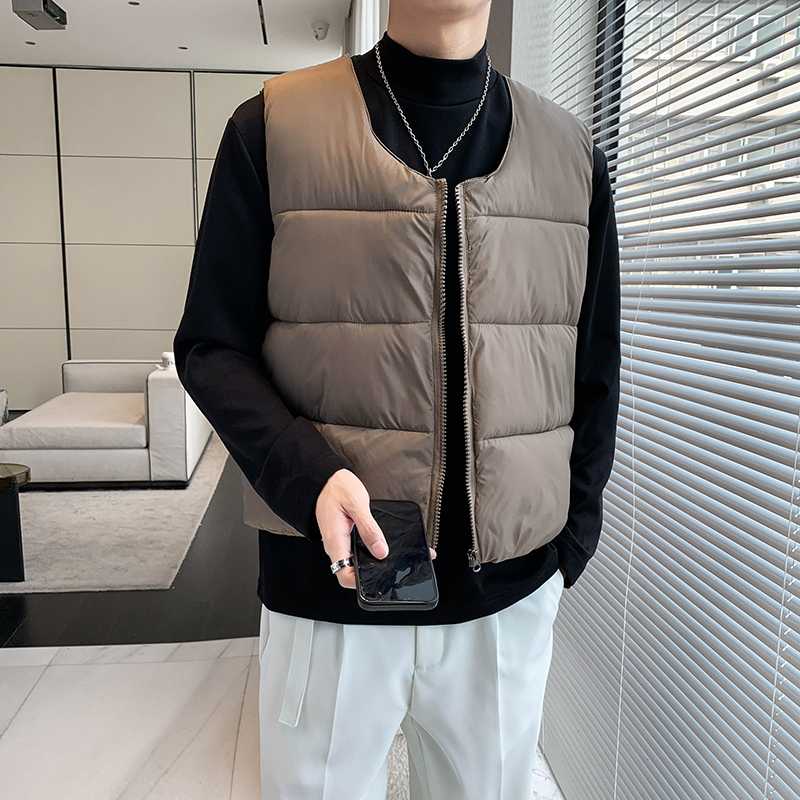 ノーカラージャケット 軽量シンプル中綿ベスト