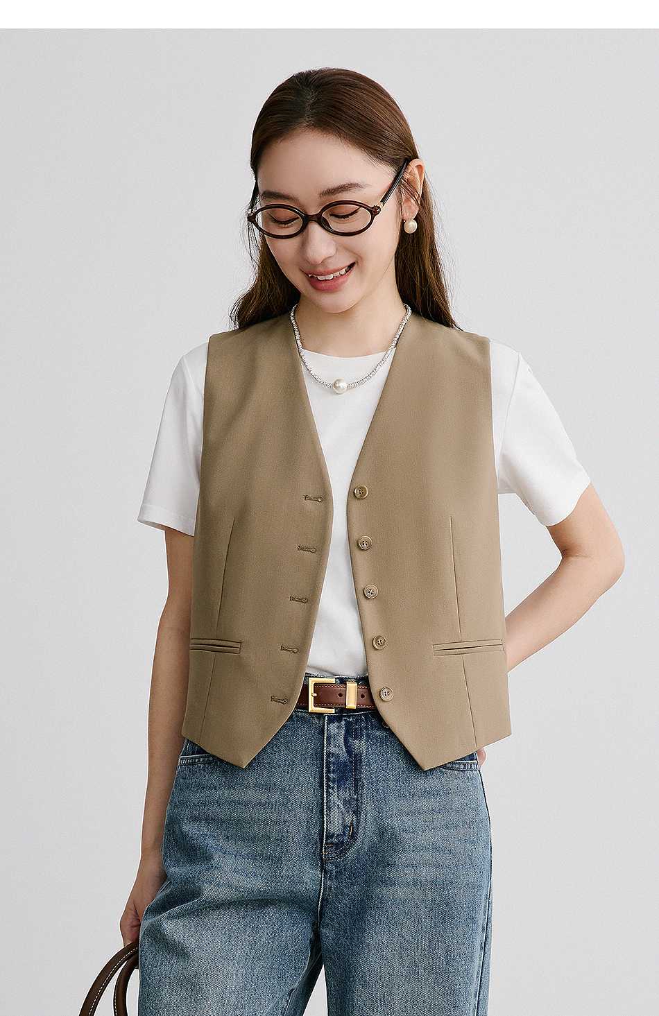 ノーカラージャケット ノーカラージャケット 洗練シルエット リネンベスト