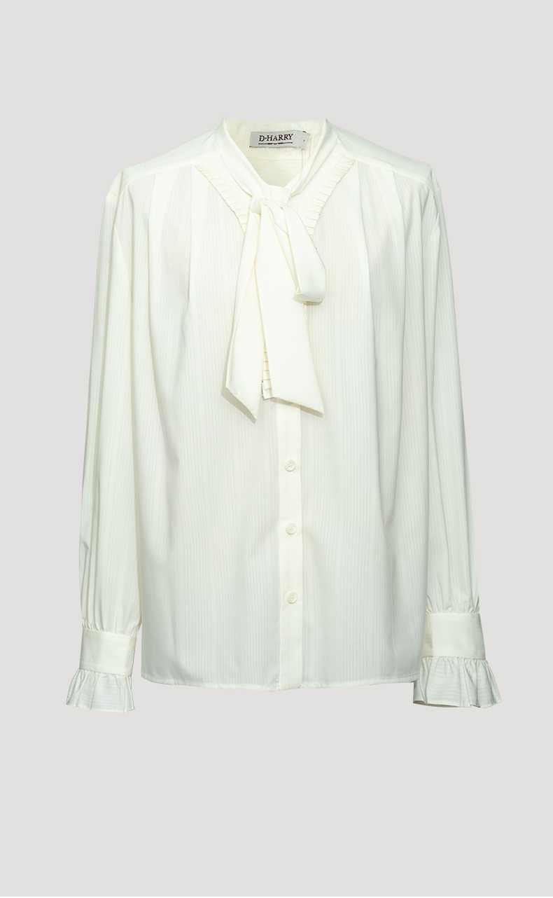 ノーカラージャケット ノーカラージャケット 優雅なリボン飾りリネンブラウス