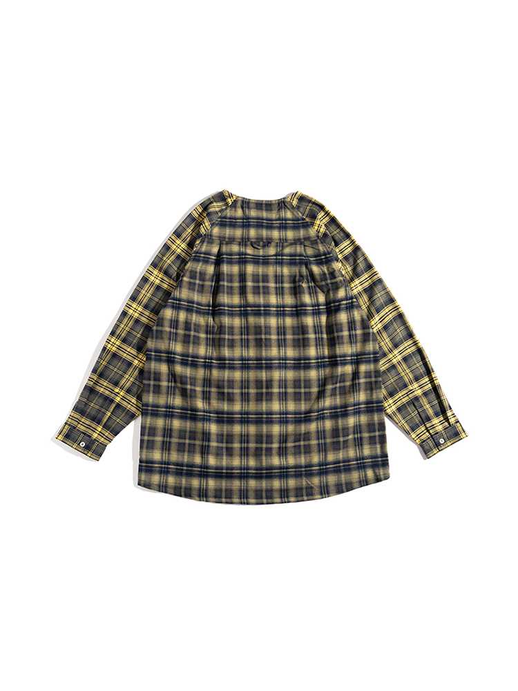 ノーカラージャケット 格子柄リネンノーカラージャケット