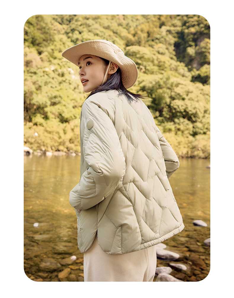 ノーカラージャケット ノーカラージャケット 菱形模様のふんわりキルティング