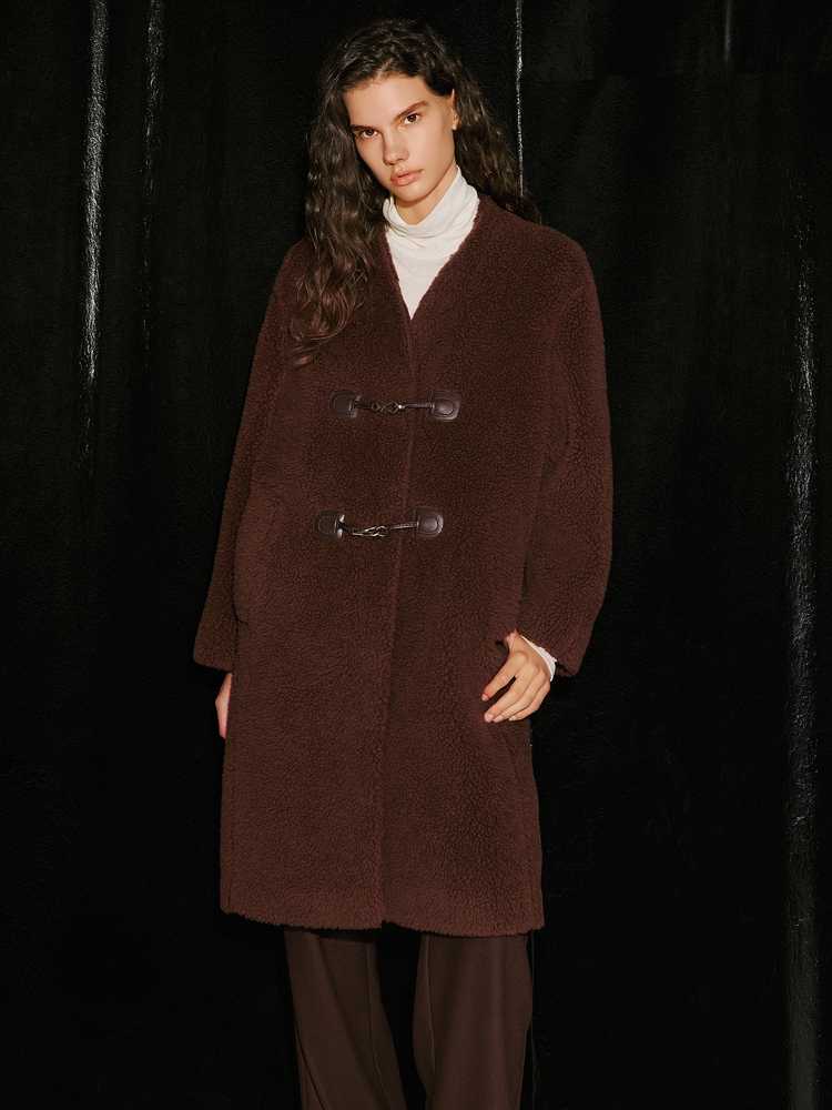 ノーカラージャケット ノーカラージャケット もこもこ暖か留め具付きボアコート