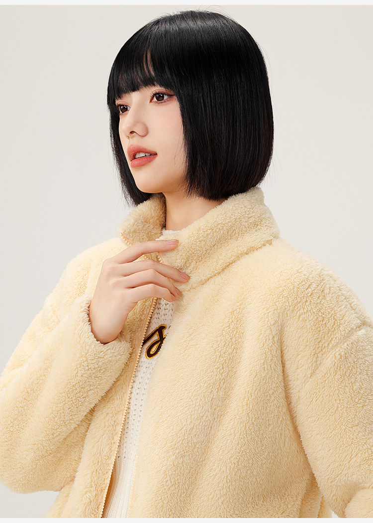 ノーカラージャケット もこもこ温もりノーカラーボアジャケット