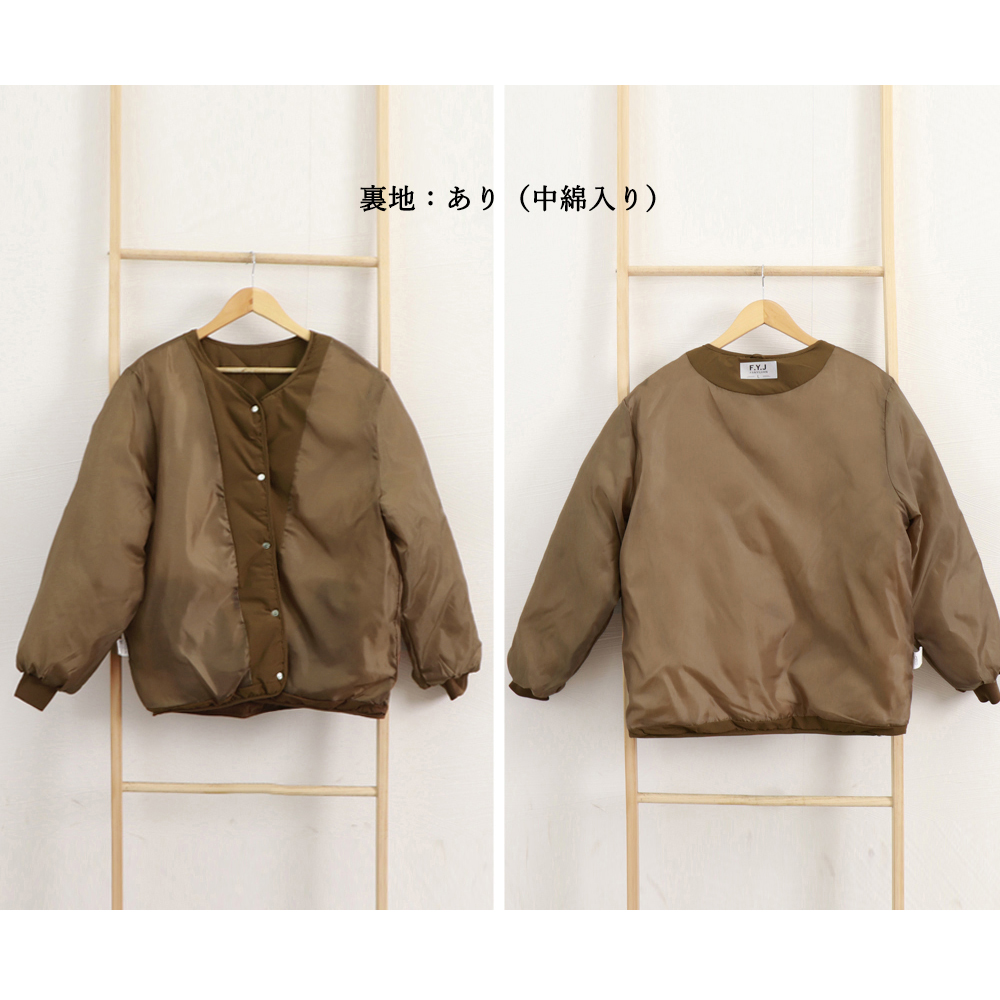ノーカラージャケット ノーカラー キルティングジャケット レディース 中綿