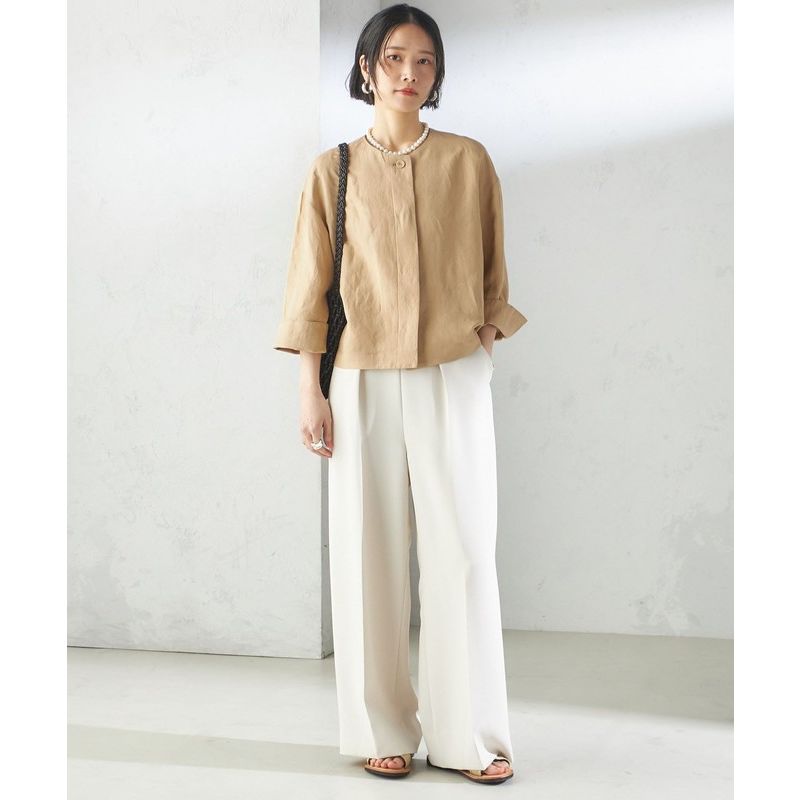 ノーカラージャケット ノーカラージャケット 風薫る優美なショートジャケット