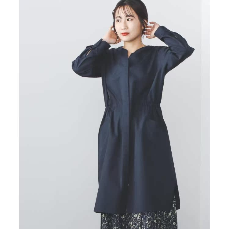 ノーカラージャケット ノーカラージャケット リネン素材の洗練ロングジャケット