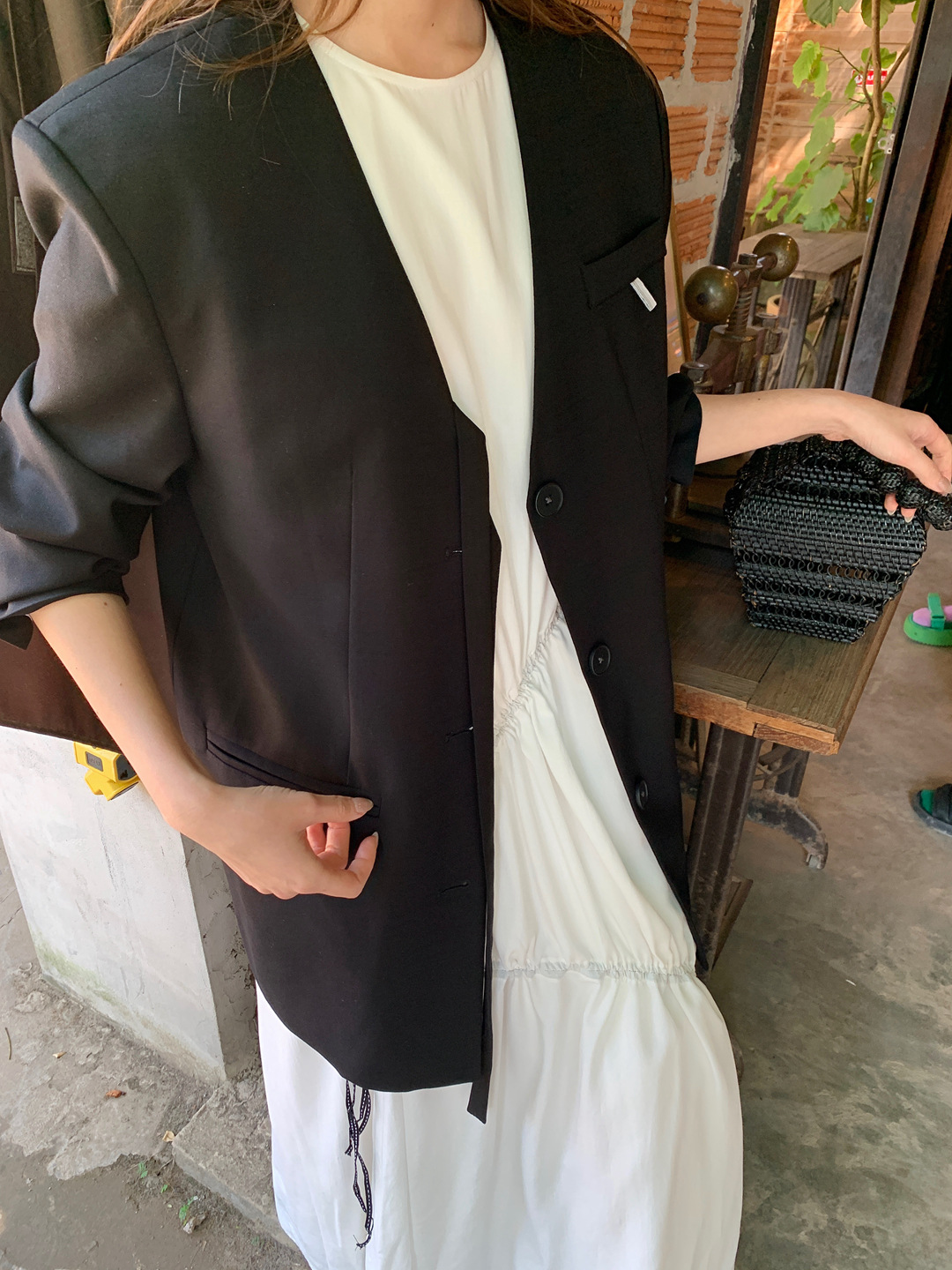 モダンノーカラージャケット