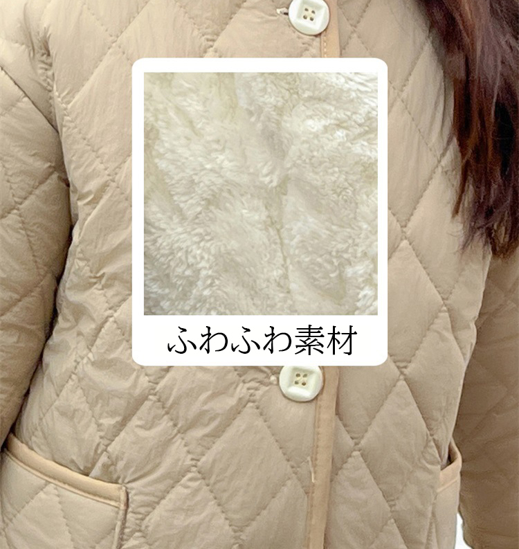 韓国子供服キルティングノーカラージャケット防寒裏起毛