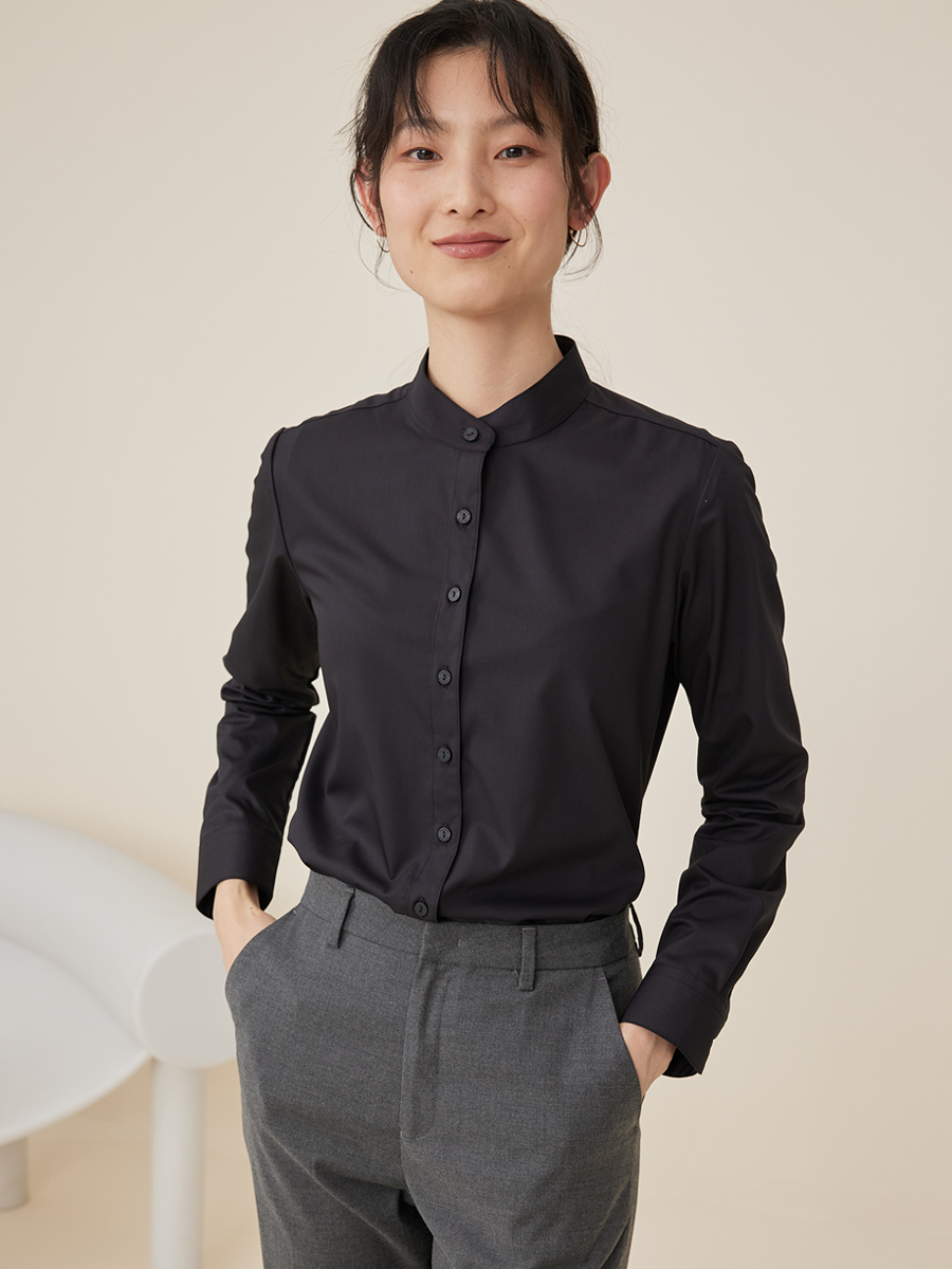 ノーカラージャケット ノーカラージャケット 上質リネン スタンドカラーシャツ