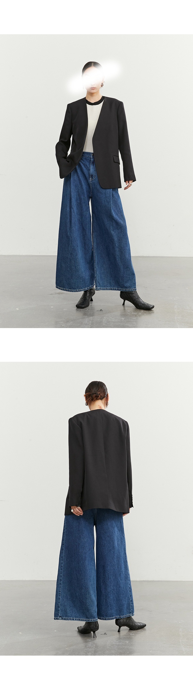 ノーカラージャケット シンプルノーカラーカッティングジャケット