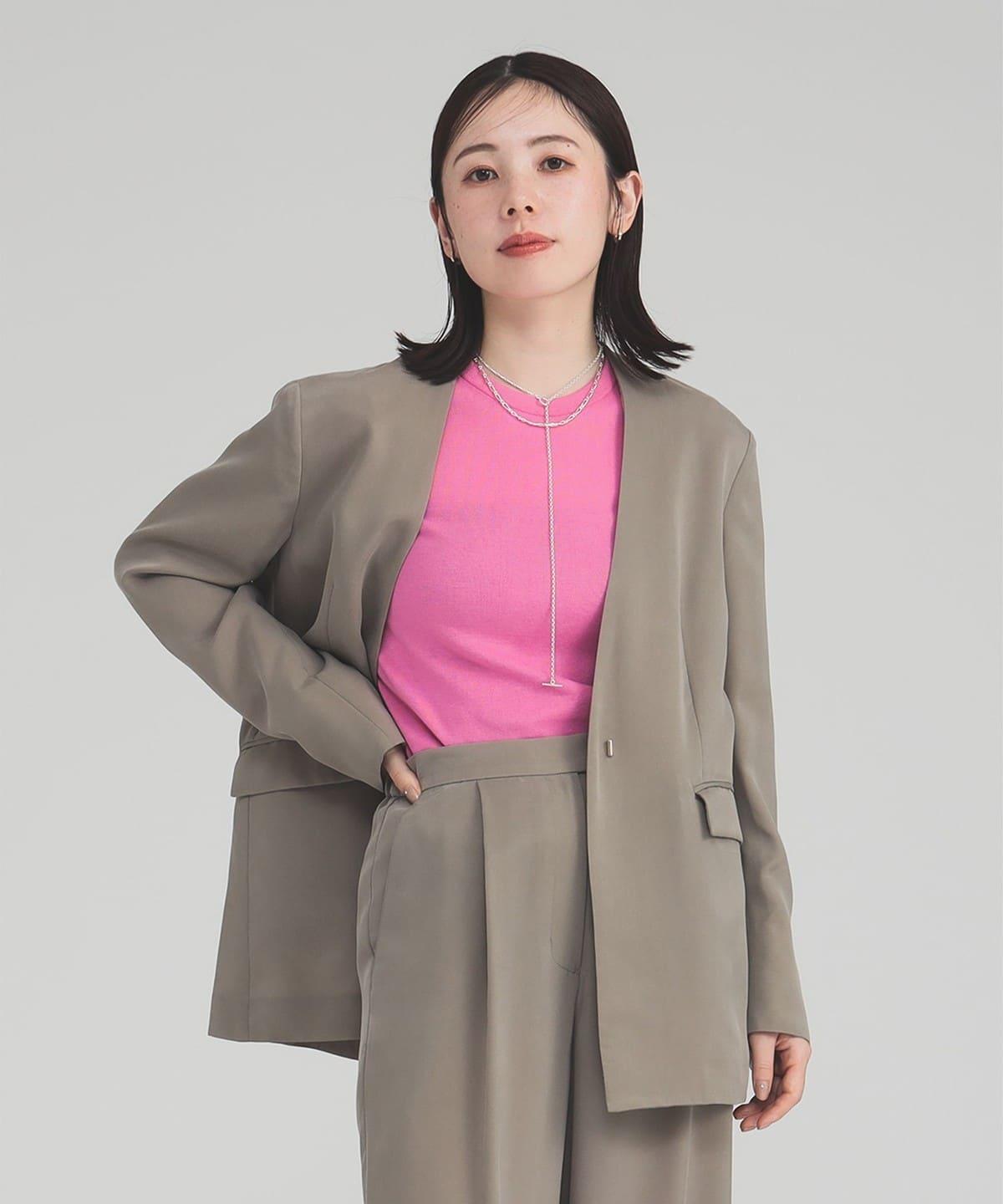 ノーカラージャケット ノーカラージャケット すっきり美シルエット リネンジャケット