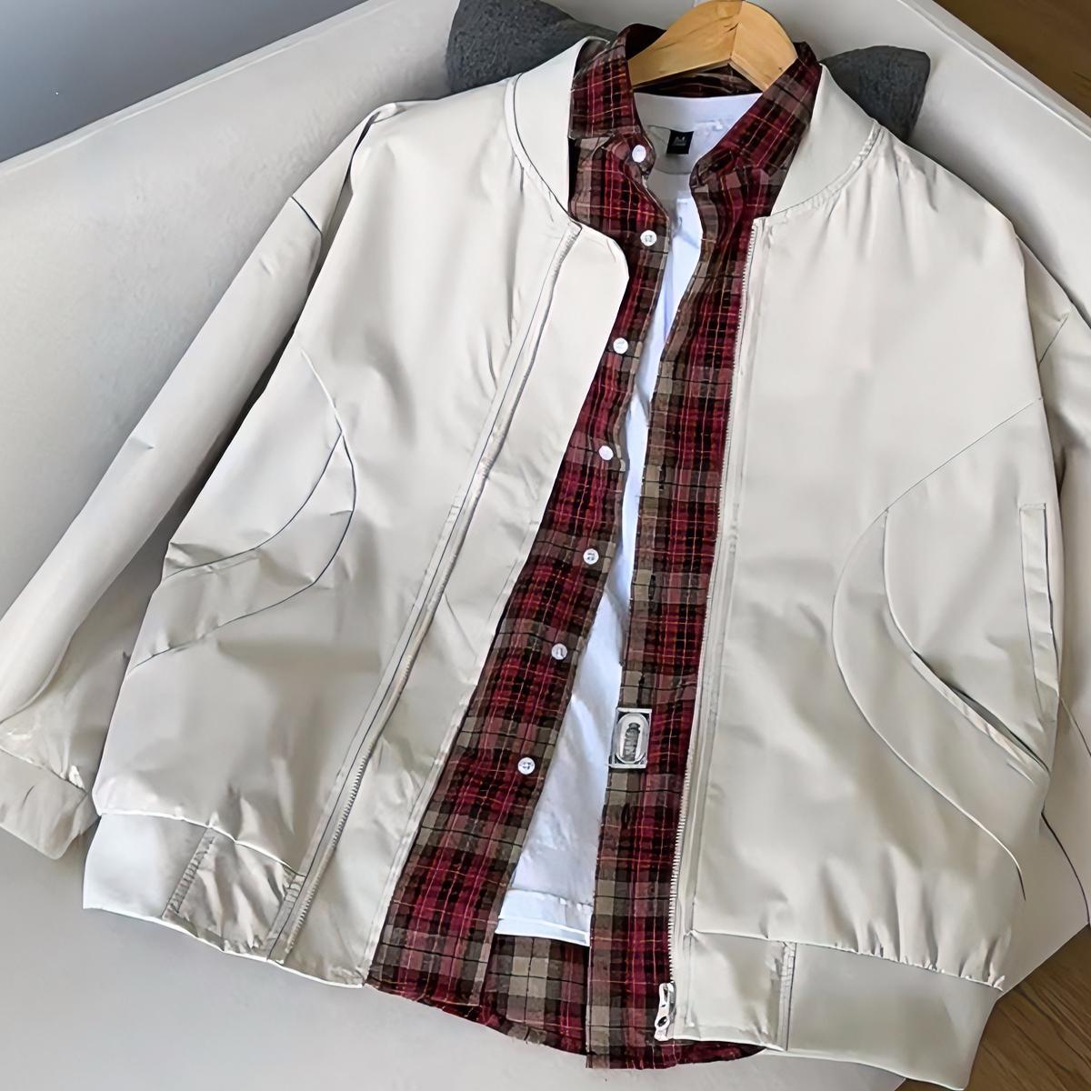 ノーカラージャケット シンプル立ち襟ジップアップブルゾン