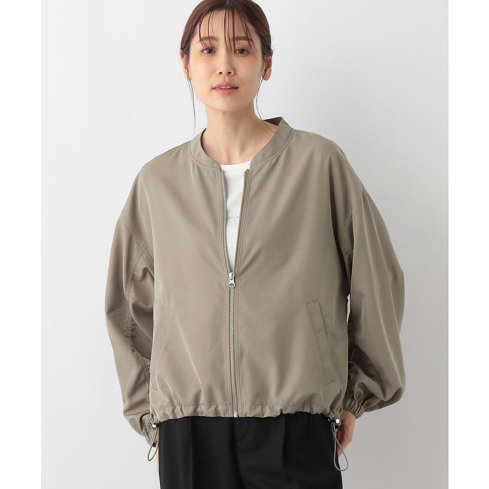 ノーカラージャケット ノーカラージャケット ゆったりシルエット麻混ブルゾン