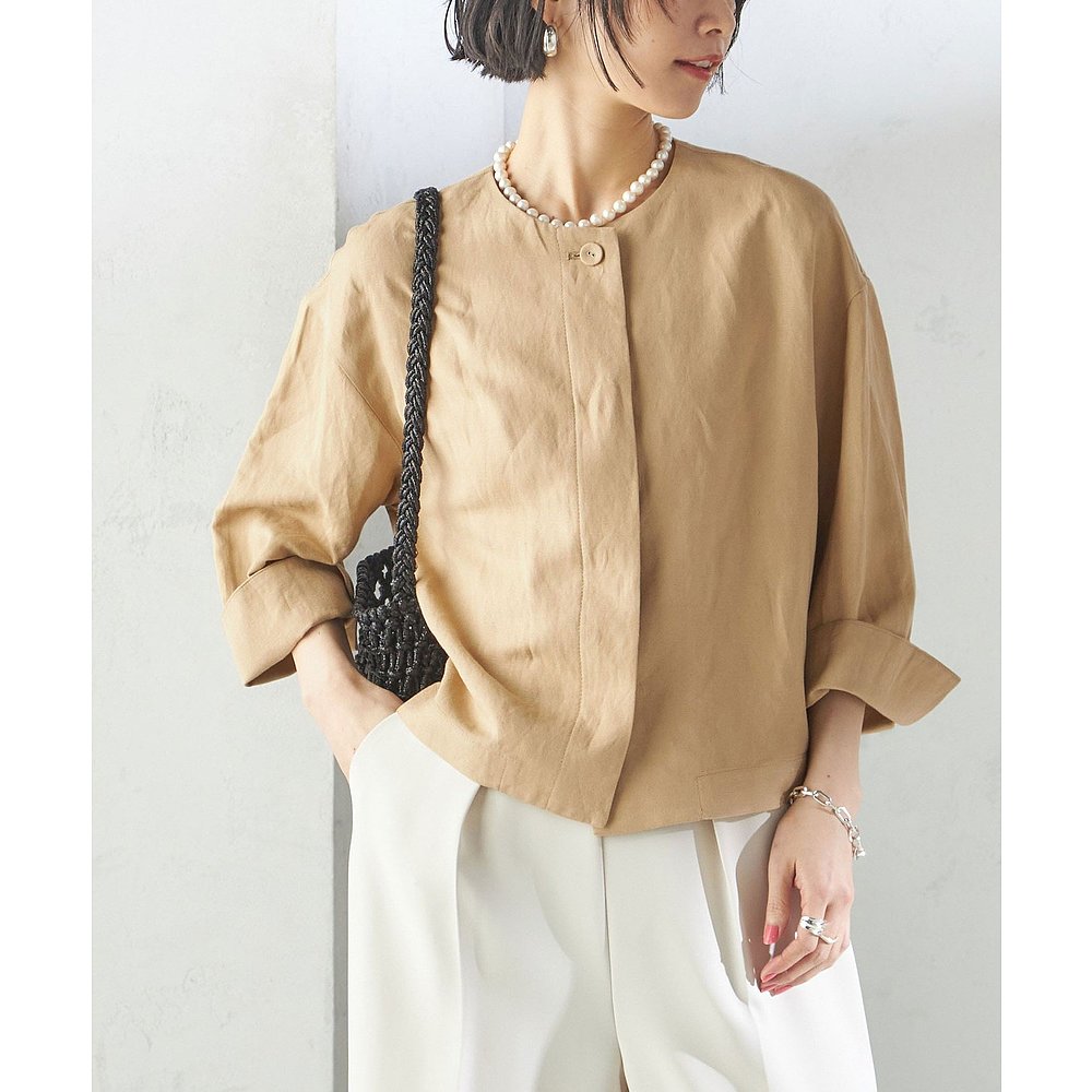 ノーカラージャケット ノーカラージャケット 風薫る優美なショートジャケット