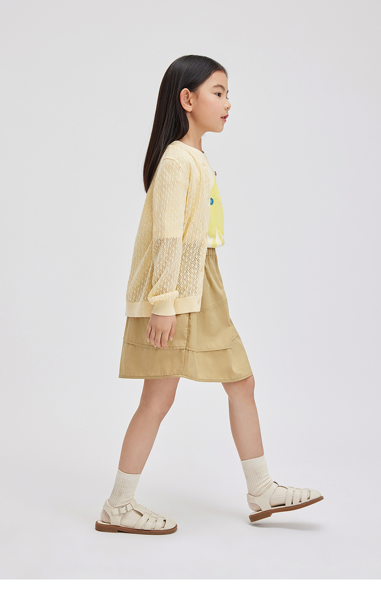 ノーカラージャケット ノーカラージャケット 透かし編み子供用リネンカーディガン