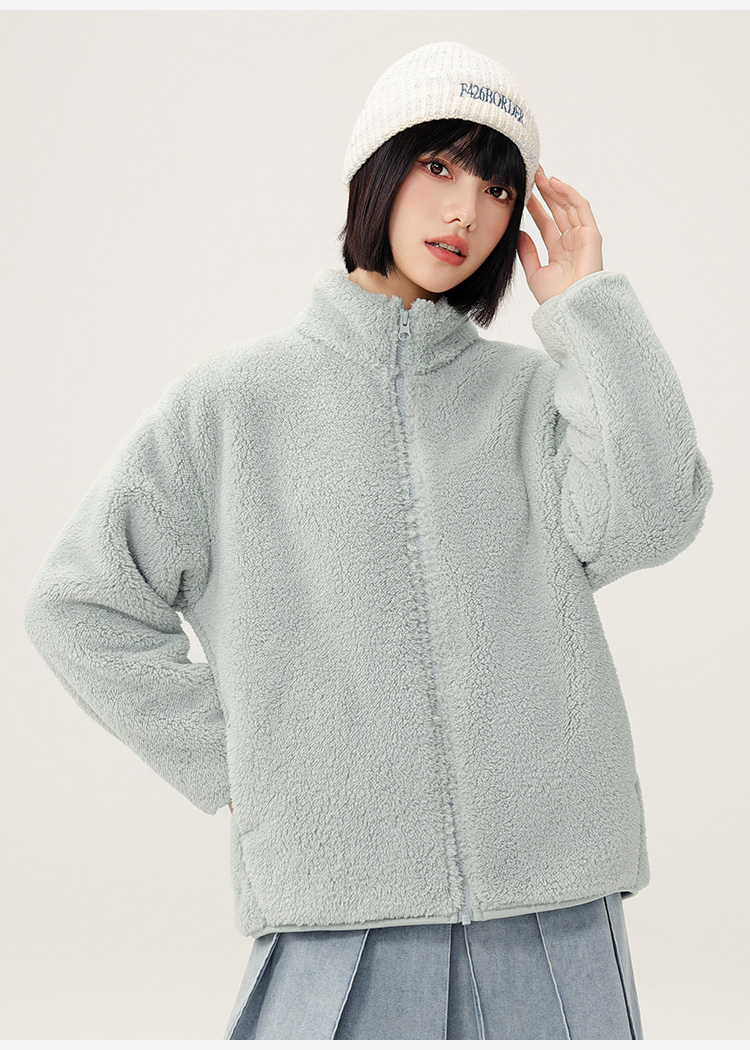 ノーカラージャケット もこもこ温もりノーカラーボアジャケット
