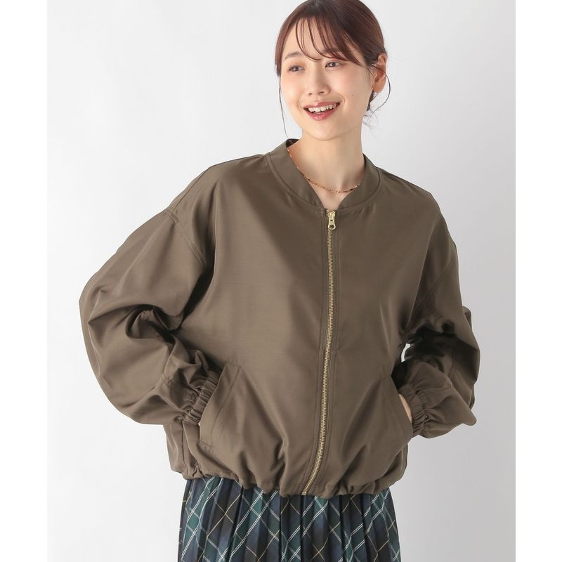 ノーカラージャケット ノーカラージャケット ゆったりシルエット麻混ブルゾン