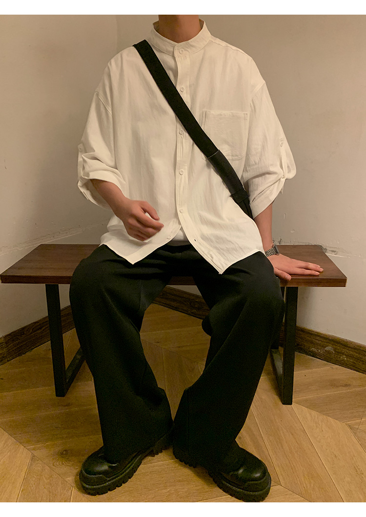 ノーカラージャケット 風合い豊かな立ち襟シャツ