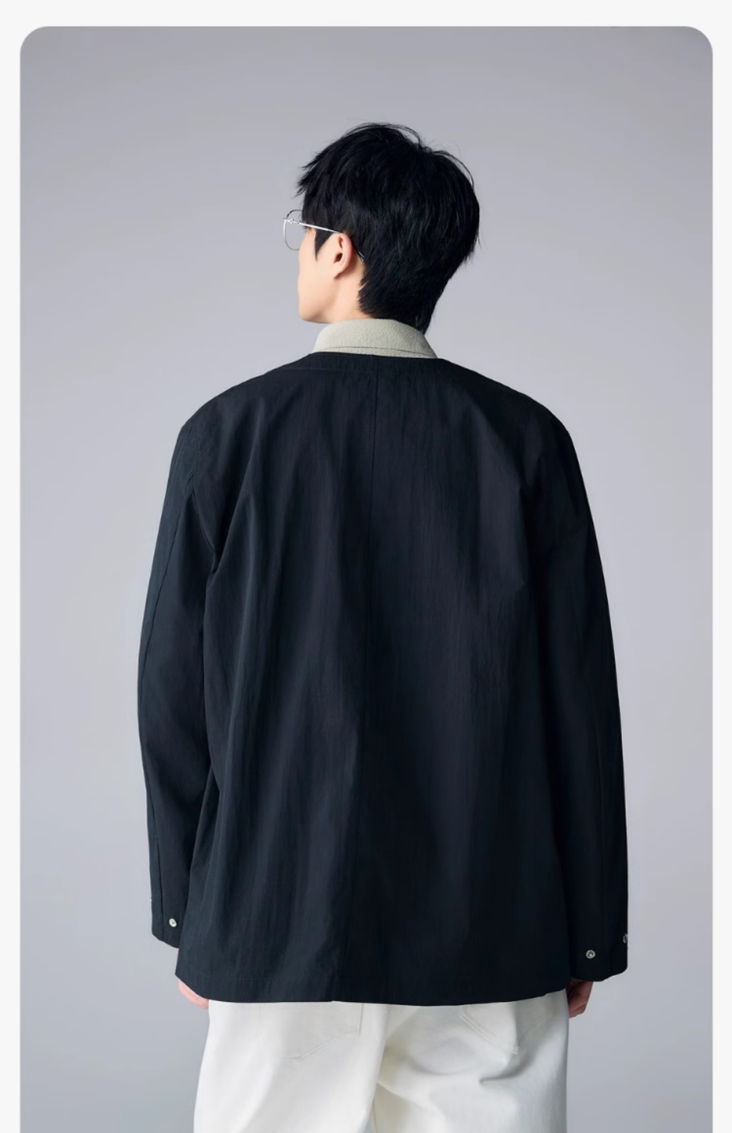 風合い柔らかリネン製ノーカラージャケット