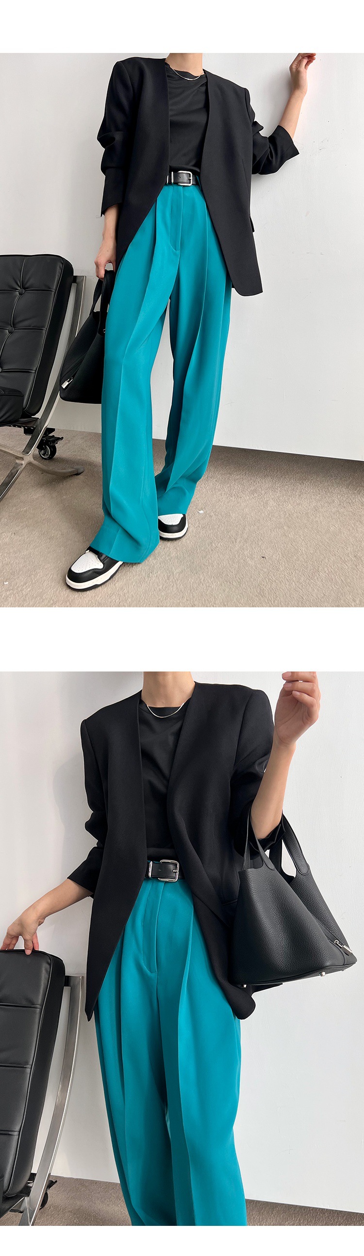 ノーカラージャケット シンプルノーカラーカッティングジャケット