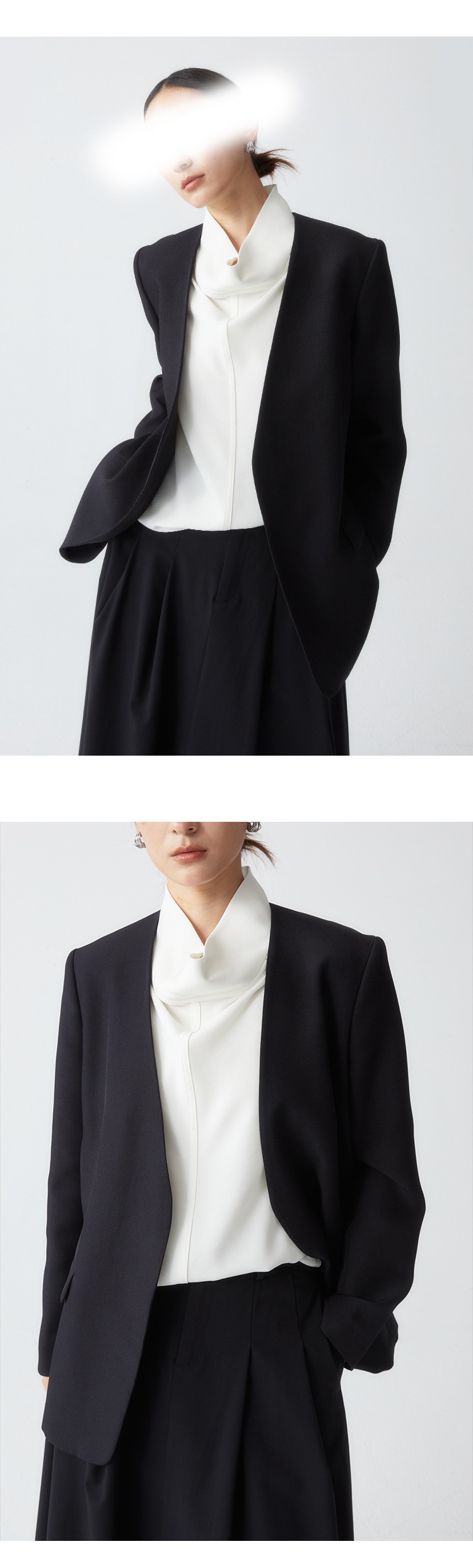 ノーカラージャケット シンプルノーカラーカッティングジャケット
