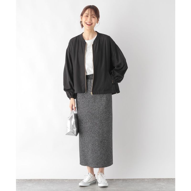 ノーカラージャケット ノーカラージャケット ゆったりシルエット麻混ブルゾン