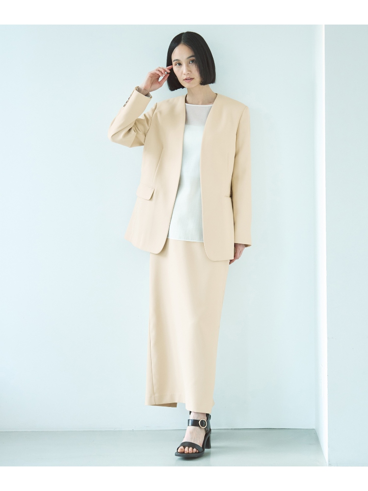 洗練シルエット ノーカラージャケット