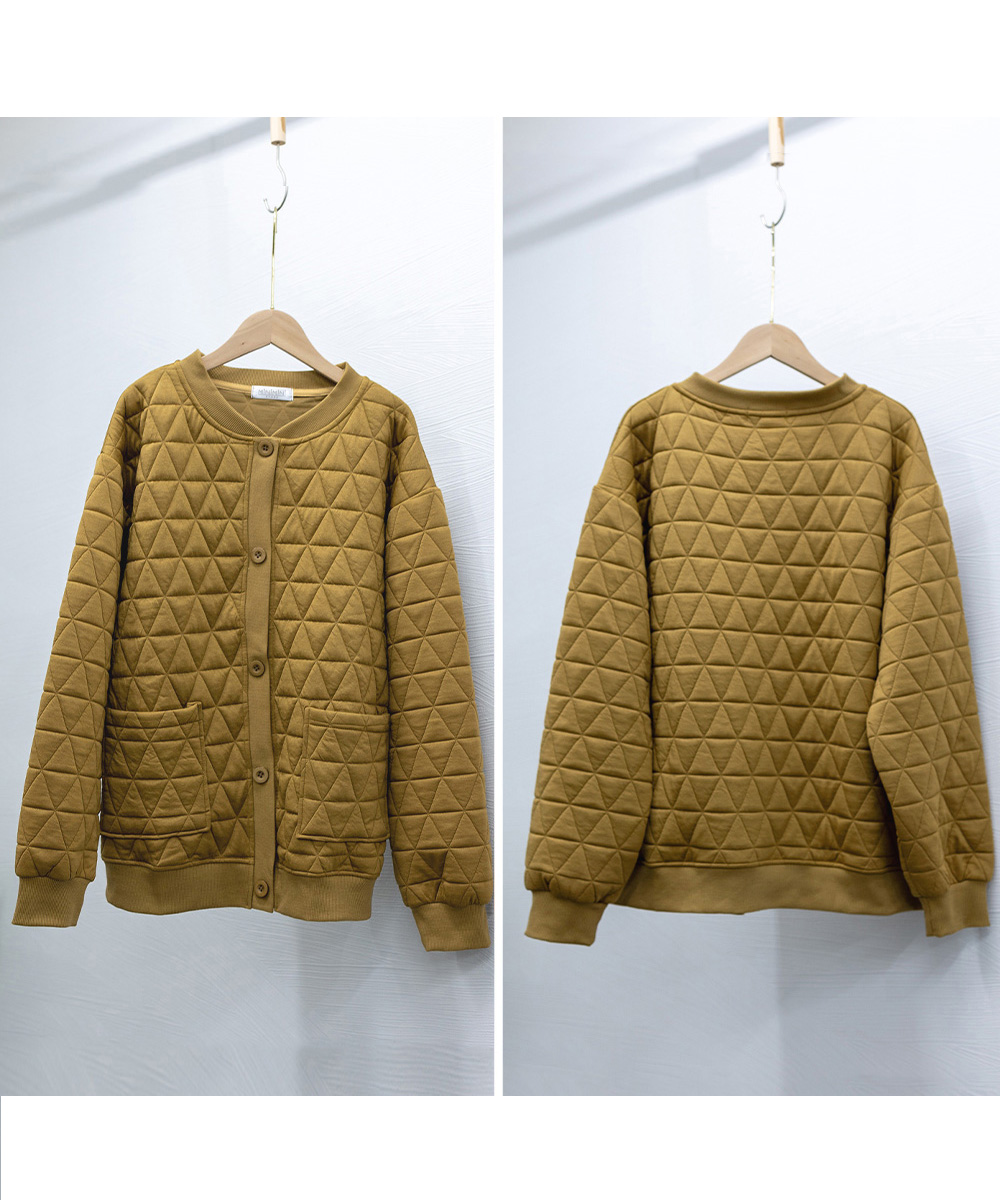 ノーカラージャケット ふんわり軽量キルティングジャケット レディース