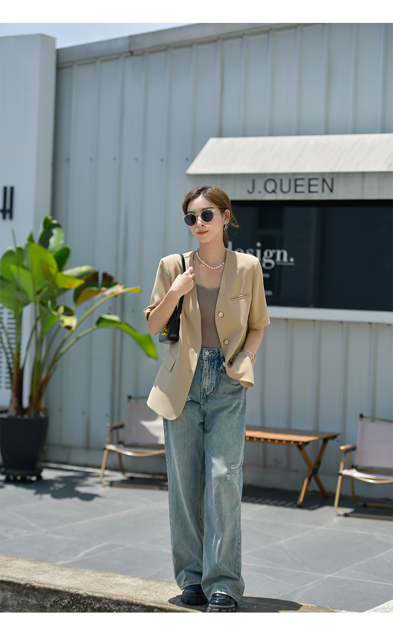 ノーカラージャケット ノーカラージャケット 夏涼みリラックスジャケット