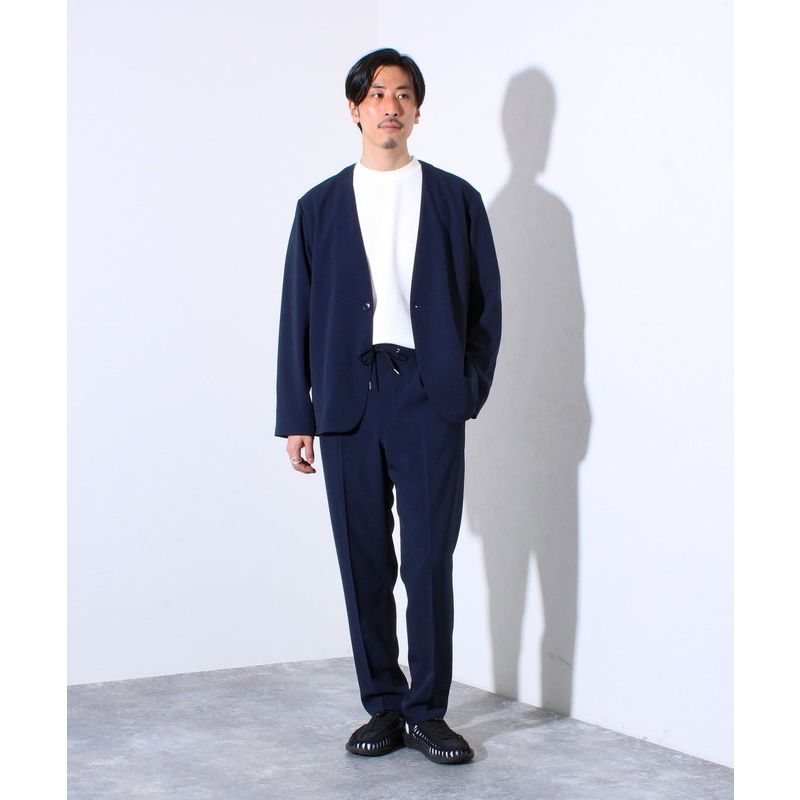 ノーカラージャケット 風薫る麻混ノーカラージャケット